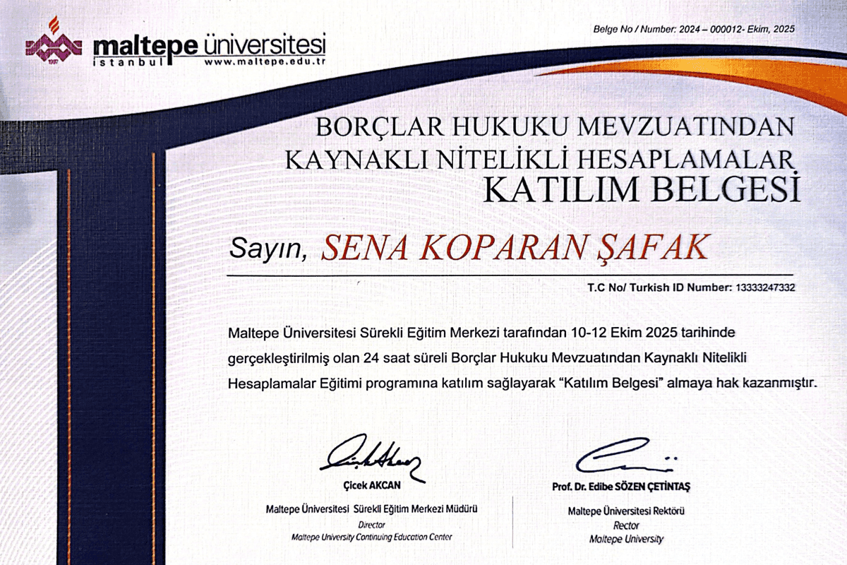 Borçlar Hukuku Mevzuatı Katılım Belgesi