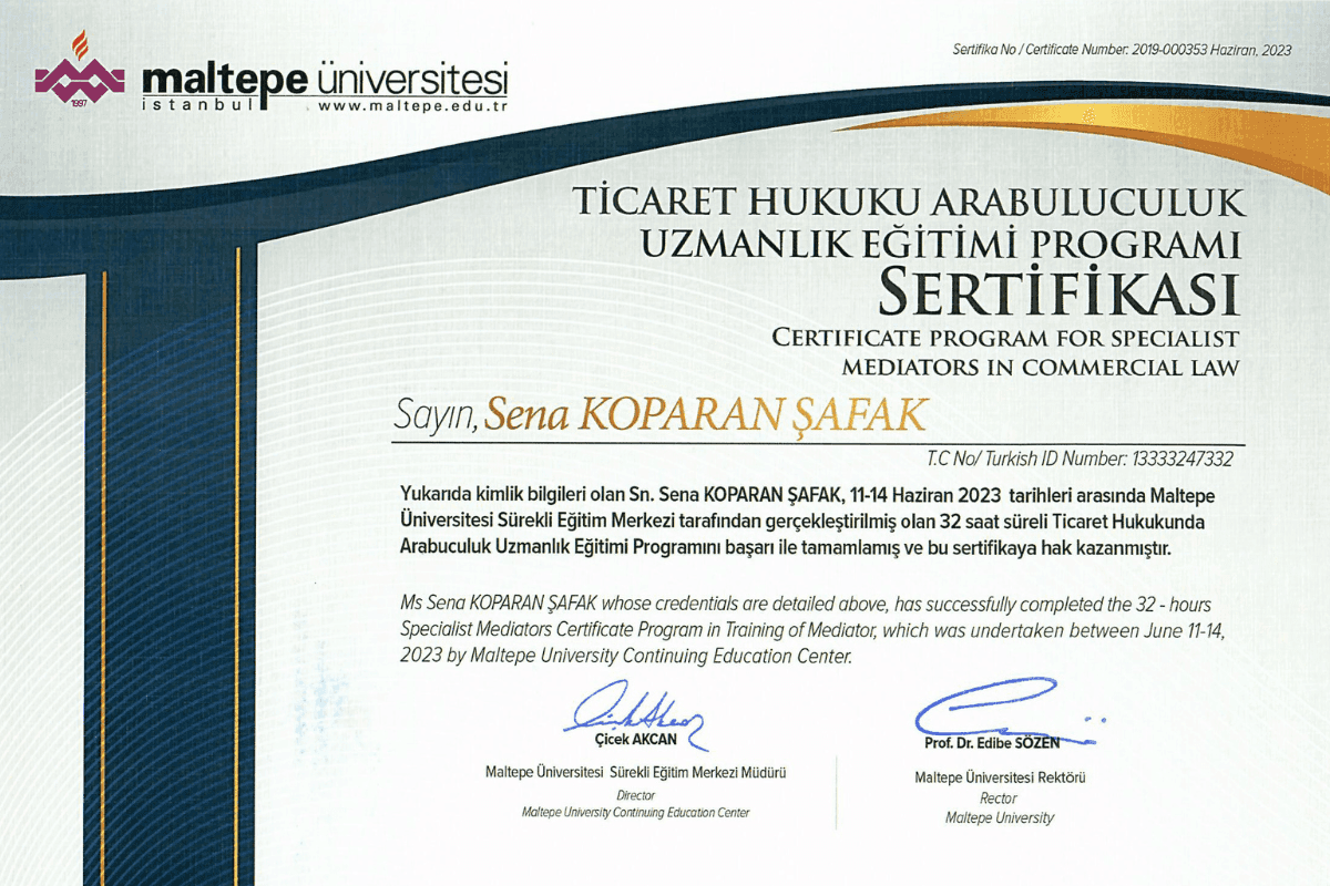 Ticaret Hukuku Arabuluculuk Sertifikası